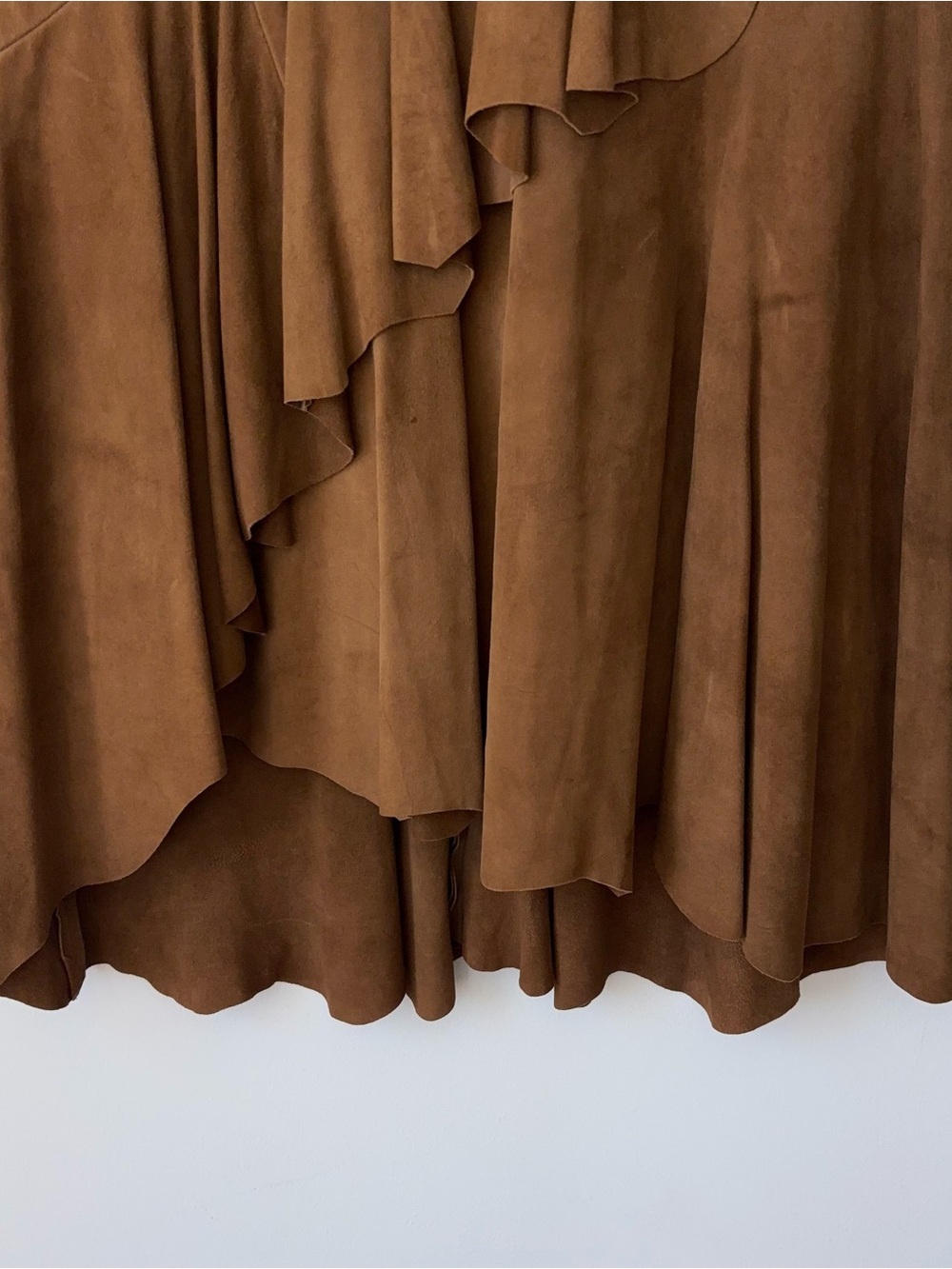 Ralph Lauren Black Label 100% Goat Suede Leather Ruffle Skirt Size 4 Italy - Picture 4 of 12